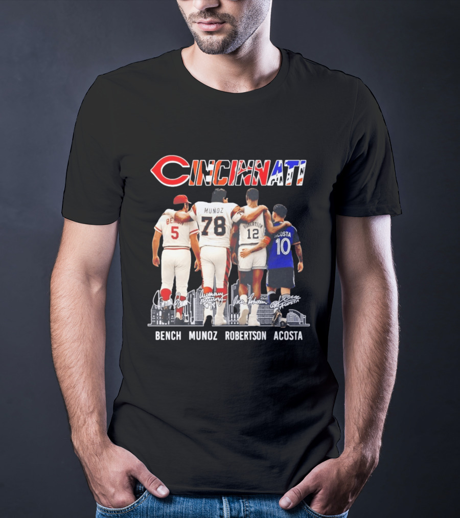 Cincinnati Icons Bench Munoz Robertson Acosta Sports Legends T-Shirt