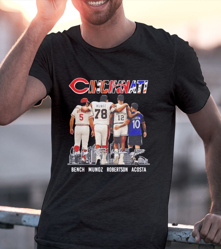 Cincinnati Icons Bench Munoz Robertson Acosta Sports Legends T-Shirt