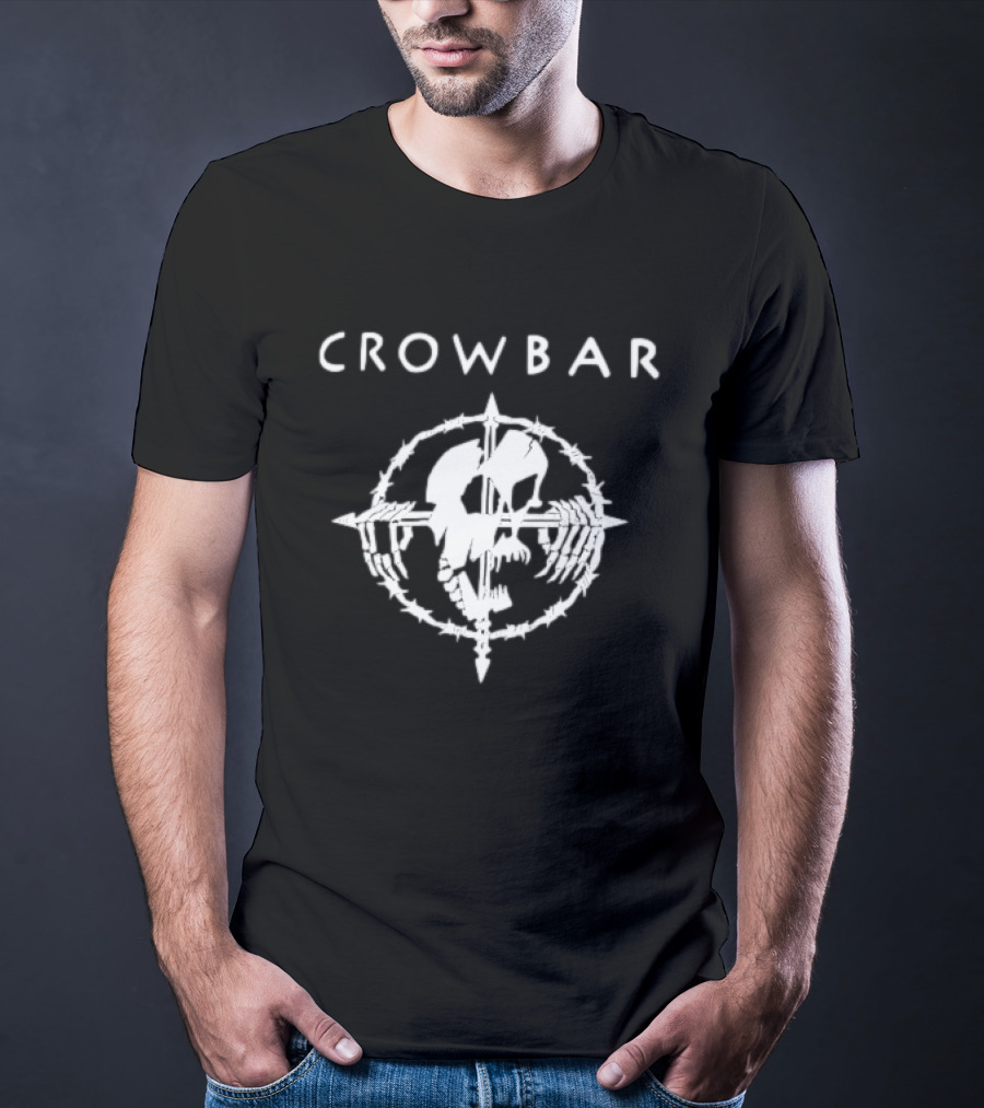 Crowbar Barbed Wire Skull Cross T-Shirt