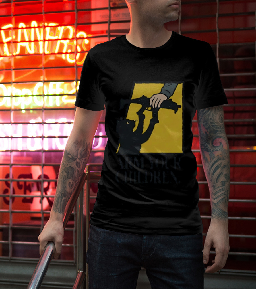 Arm Your Children Black Cat Gun T-Shirt