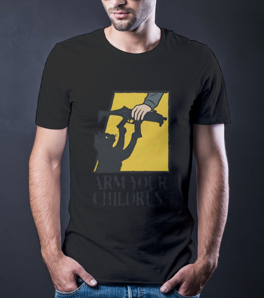 Arm Your Children Black Cat Gun T-Shirt