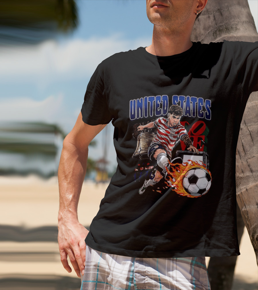 Christian Pulisic United States Soccer Fireball Liberty Bell Established 1776 T-Shirt