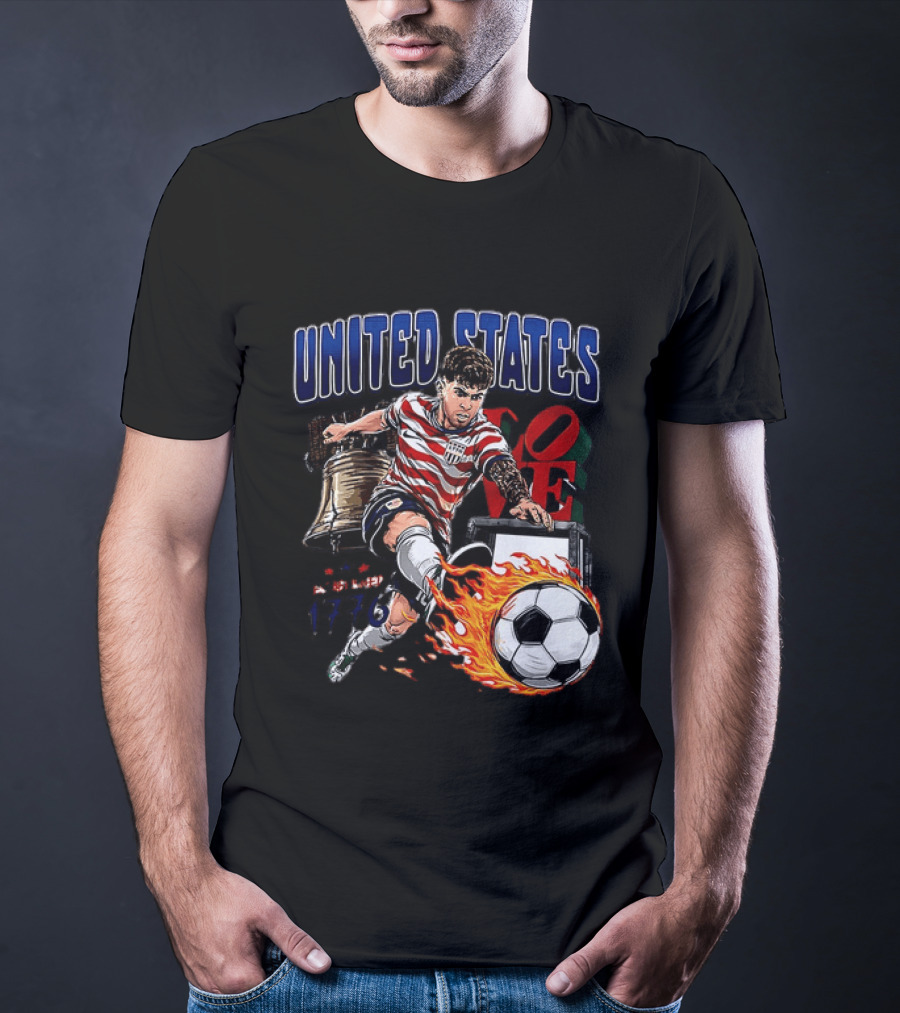 Christian Pulisic United States Soccer Fireball Liberty Bell Established 1776 T-Shirt
