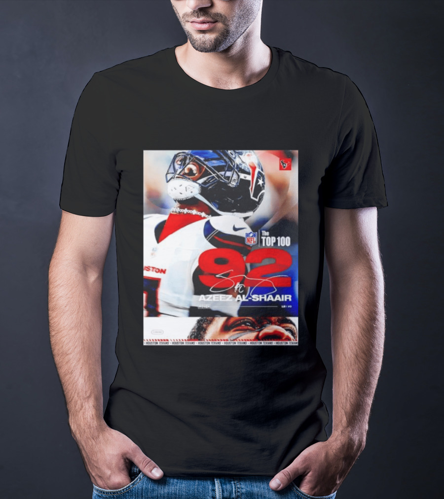 Houston Texans Azeez Al Shaair 92 NFL Top 100 Linebacker T-Shirt