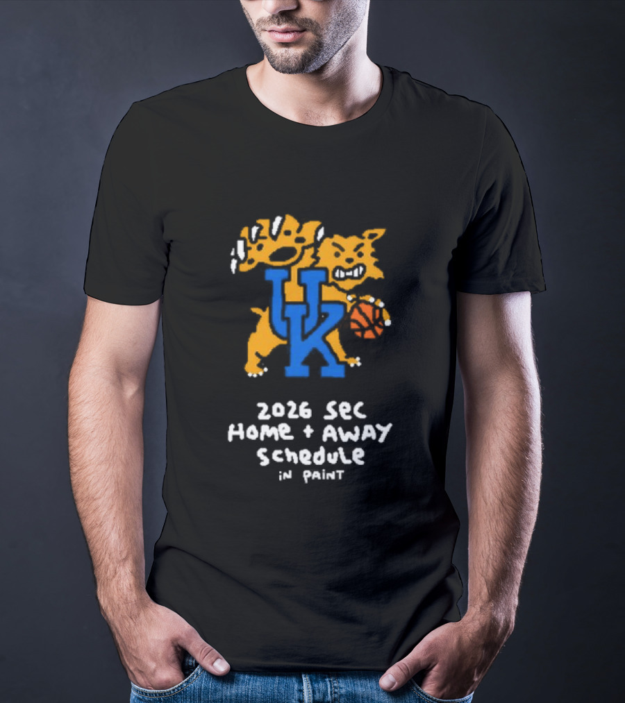 University Of Kentucky 2026 SEC Home Away Schedule Wildcat Paint T-Shirt