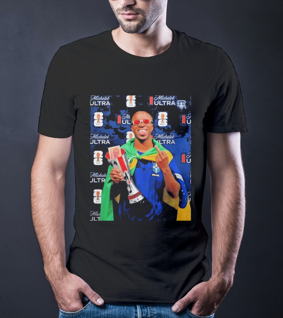 Vinicius Jr FIFA Trophy Celebration Brazil Flag Michelob Ultra T-Shirt