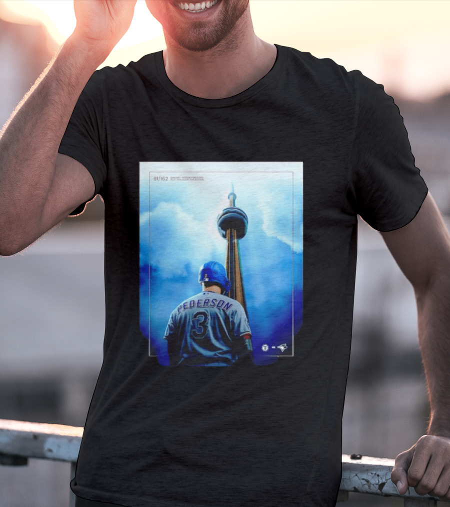 Pederson Toronto Blue Jays Vs Texas Rangers Game 1 CN Tower 81/162 T-Shirt