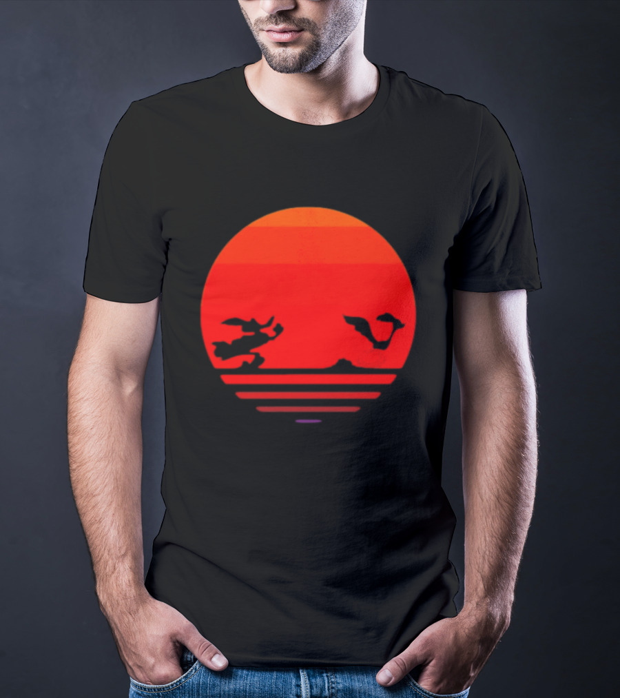 Wile E Coyote And Road Runner Sunset Chase T-Shirt