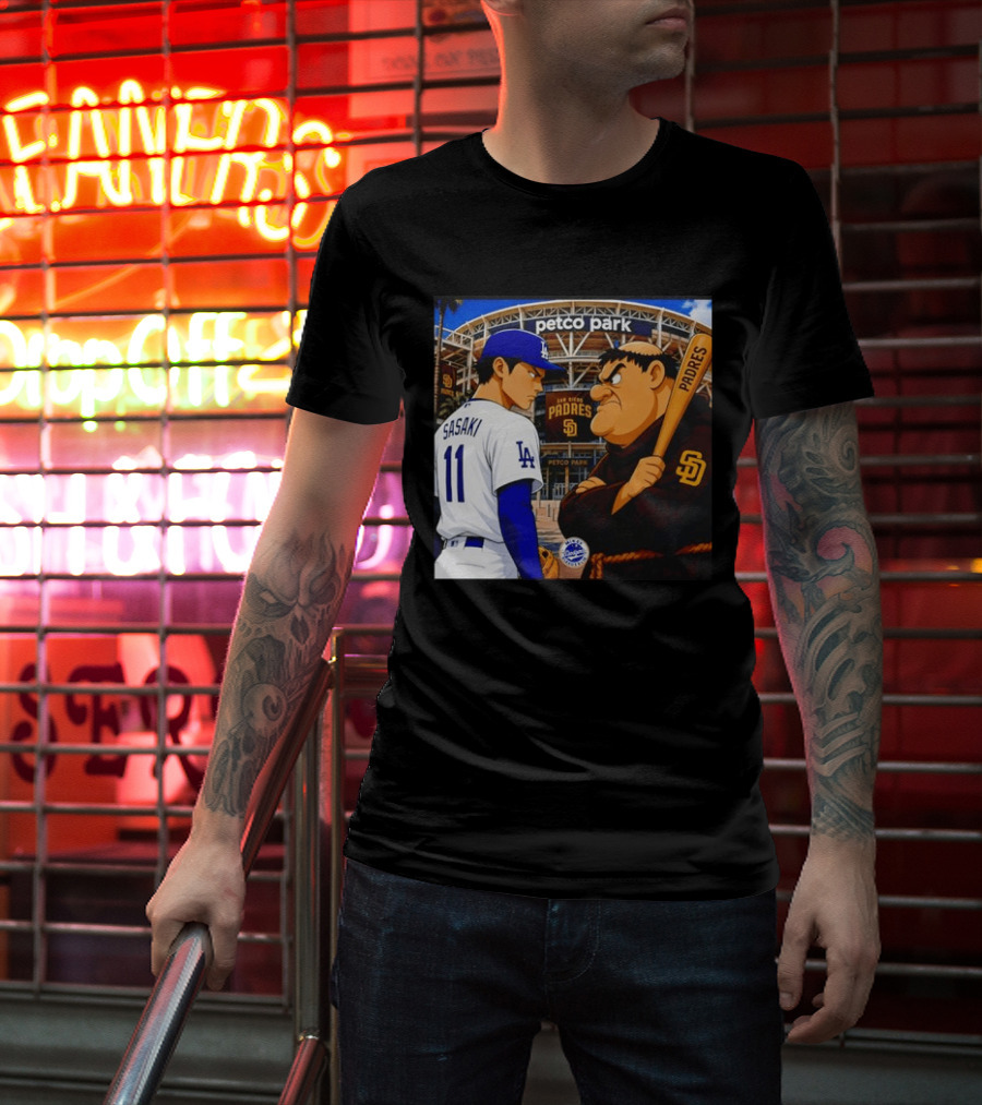 Petco Park Los Angeles Dodgers Sasaki San Diego Padres Anime Style Showdown T-Shirt