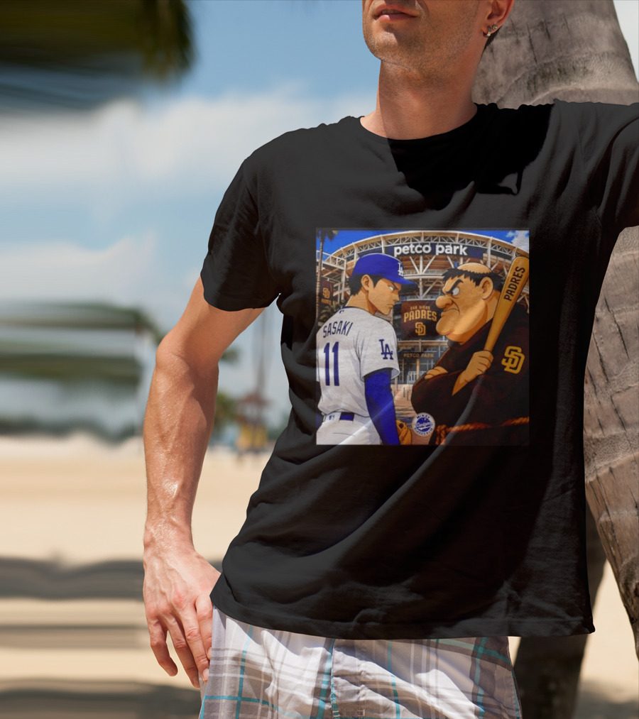 Petco Park Los Angeles Dodgers Sasaki San Diego Padres Anime Style Showdown T-Shirt