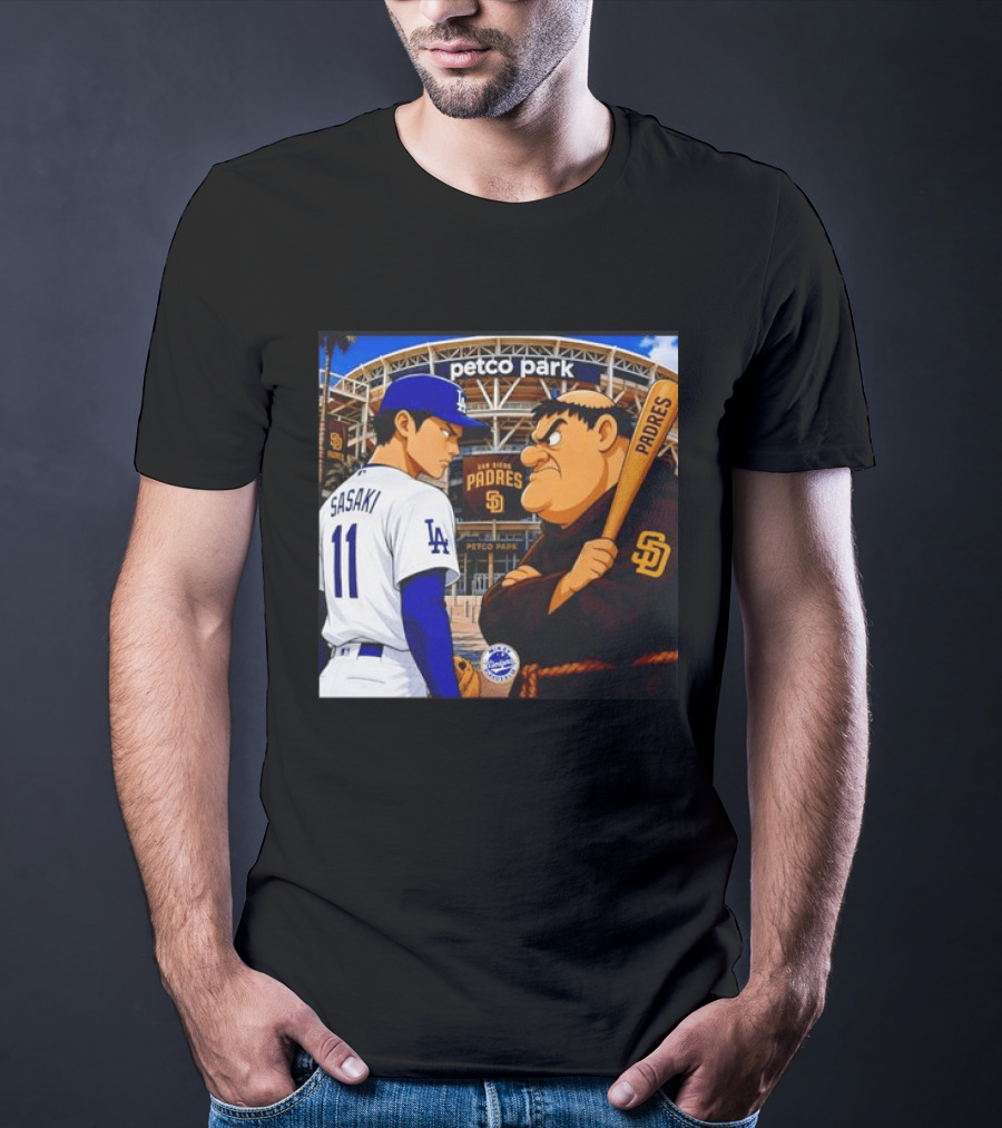 Petco Park Los Angeles Dodgers Sasaki San Diego Padres Anime Style Showdown T-Shirt