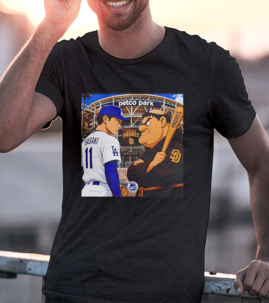 Petco Park Los Angeles Dodgers Sasaki San Diego Padres Anime Style Showdown T-Shirt