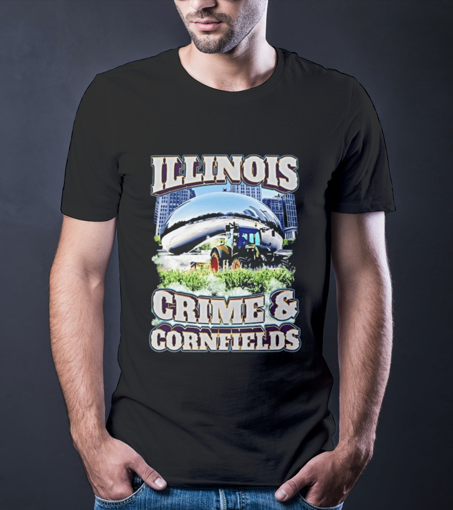Illinois Crime And Cornfields Chicago Bean Tractor Scene T-Shirt