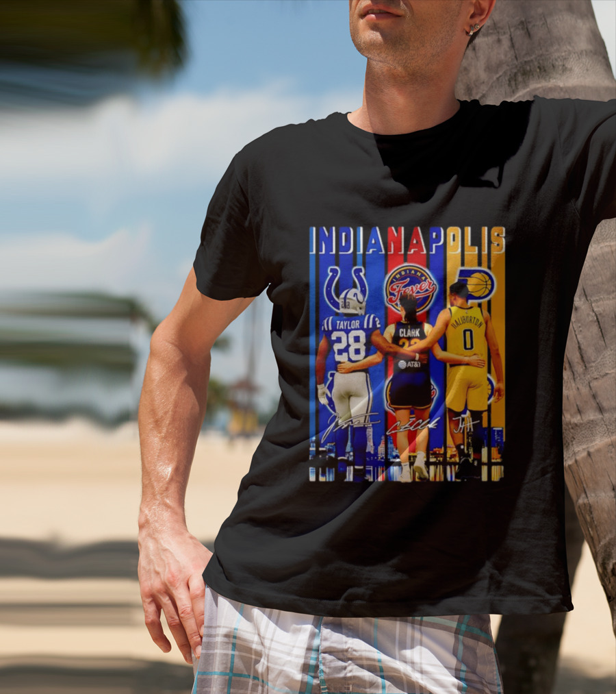 Indianapolis Colts Fever Pacers Jonathan Taylor Caitlin Clark Tyrese Haliburton T-Shirt