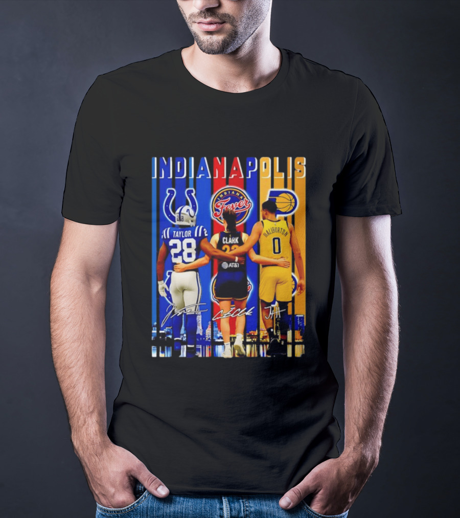 Indianapolis Colts Fever Pacers Jonathan Taylor Caitlin Clark Tyrese Haliburton T-Shirt