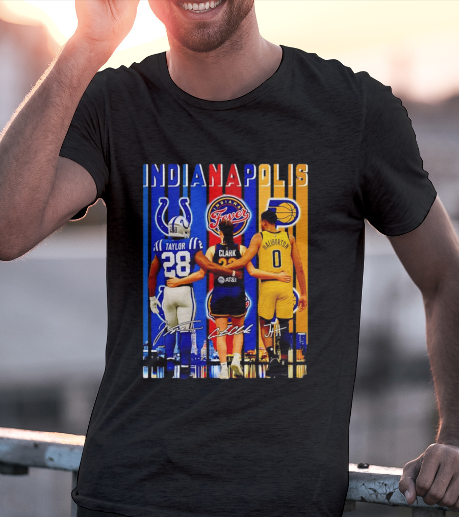 Indianapolis Colts Fever Pacers Jonathan Taylor Caitlin Clark Tyrese Haliburton T-Shirt