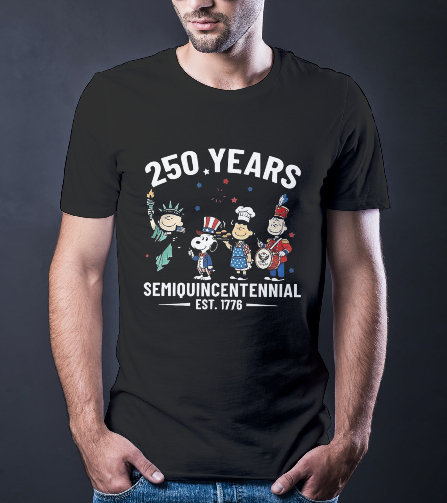 250 Years Semiquincentennial Est. 1776 Peanuts Characters Celebration T-Shirt