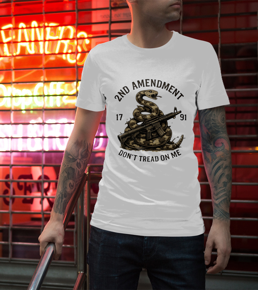 2nd Amendment 1791 Coiled Snake With Rifle Don't Tread On Me T-Shirt
