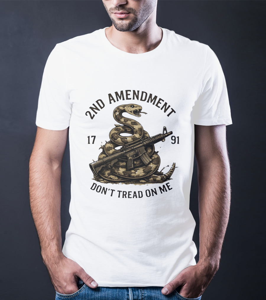 2nd Amendment 1791 Coiled Snake With Rifle Don't Tread On Me T-Shirt