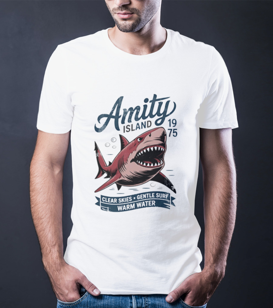 Amity Island 1975 Shark Clear Skies Gentle Surf Warm Water T-Shirt