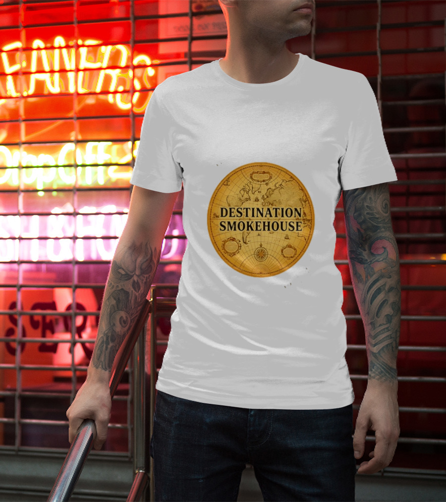 Destination Smokehouse No Teeth For This Meat Vintage Map T-Shirt