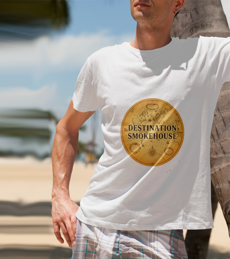 Destination Smokehouse No Teeth For This Meat Vintage Map T-Shirt