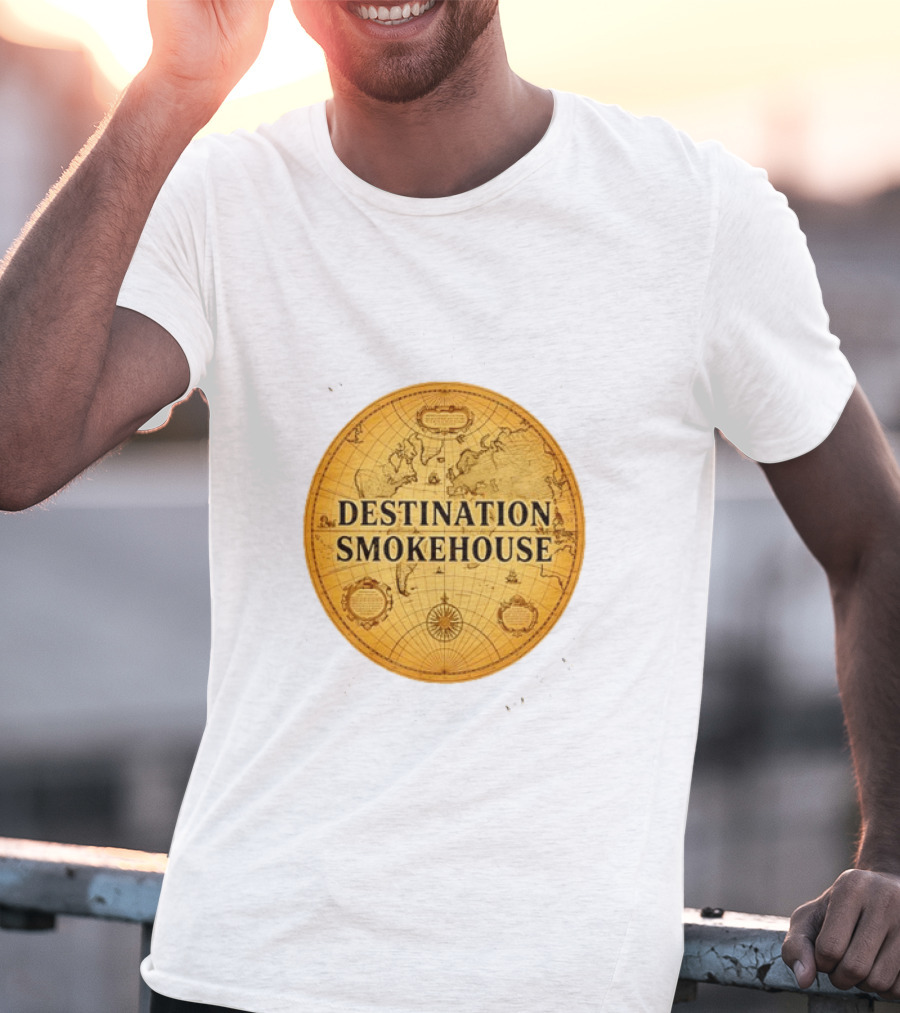 Destination Smokehouse No Teeth For This Meat Vintage Map T-Shirt