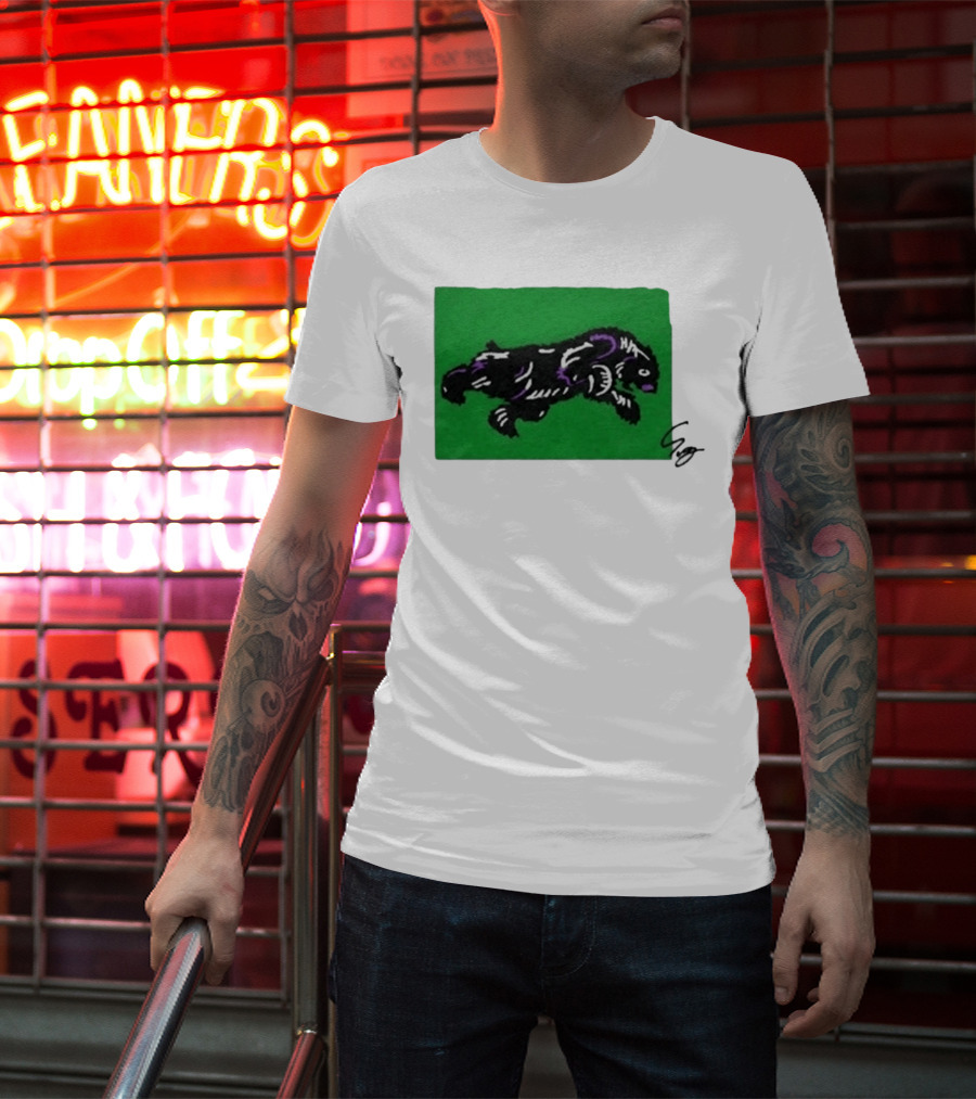 Mako Komuro 2026 Black And Purple Bear On Green T-Shirt
