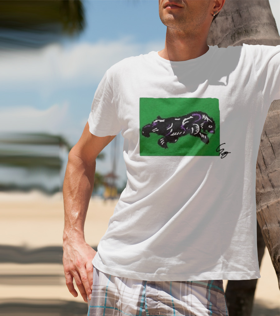 Mako Komuro 2026 Black And Purple Bear On Green T-Shirt