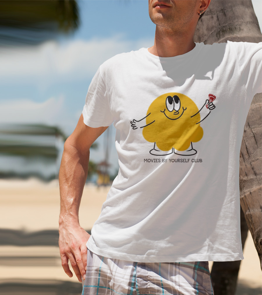 Movies By Yourself Club Yellow Blob Holding A Red Candy T-Shirt