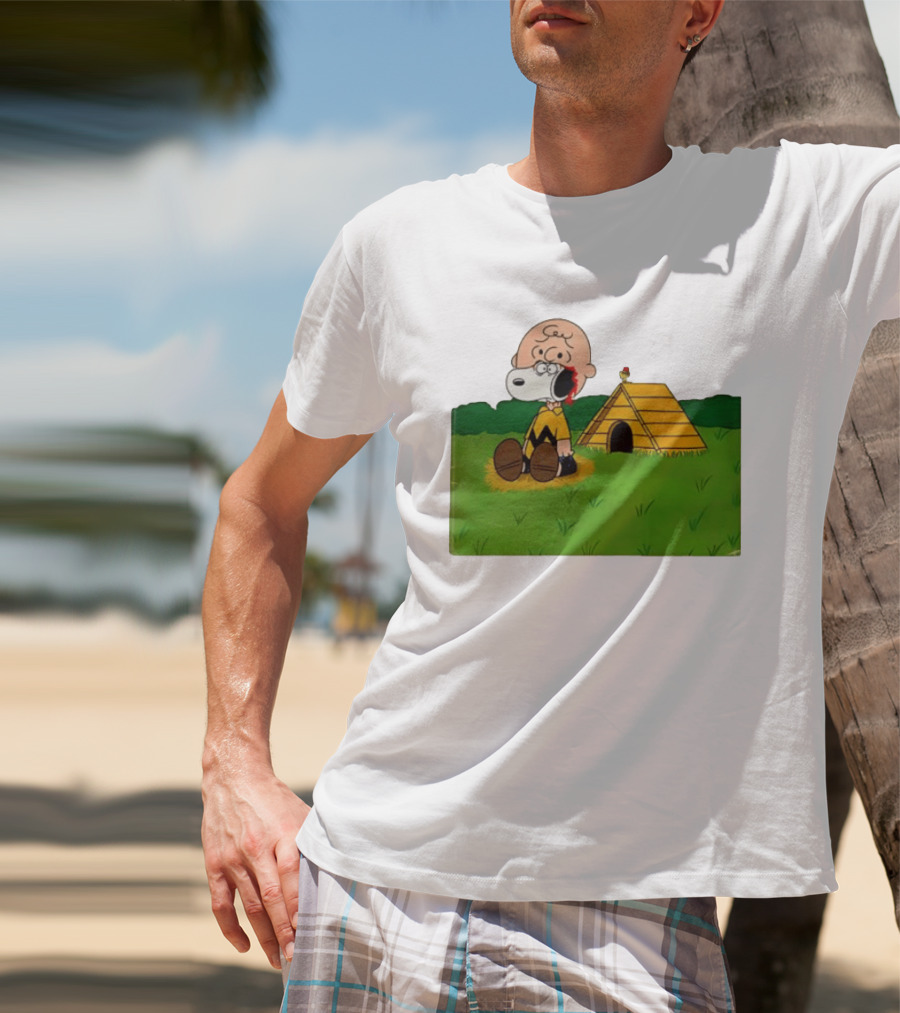 Snoopy Charlie Brown Midsommar Crossover Scene With Doghouse And Woodstock T-Shirt