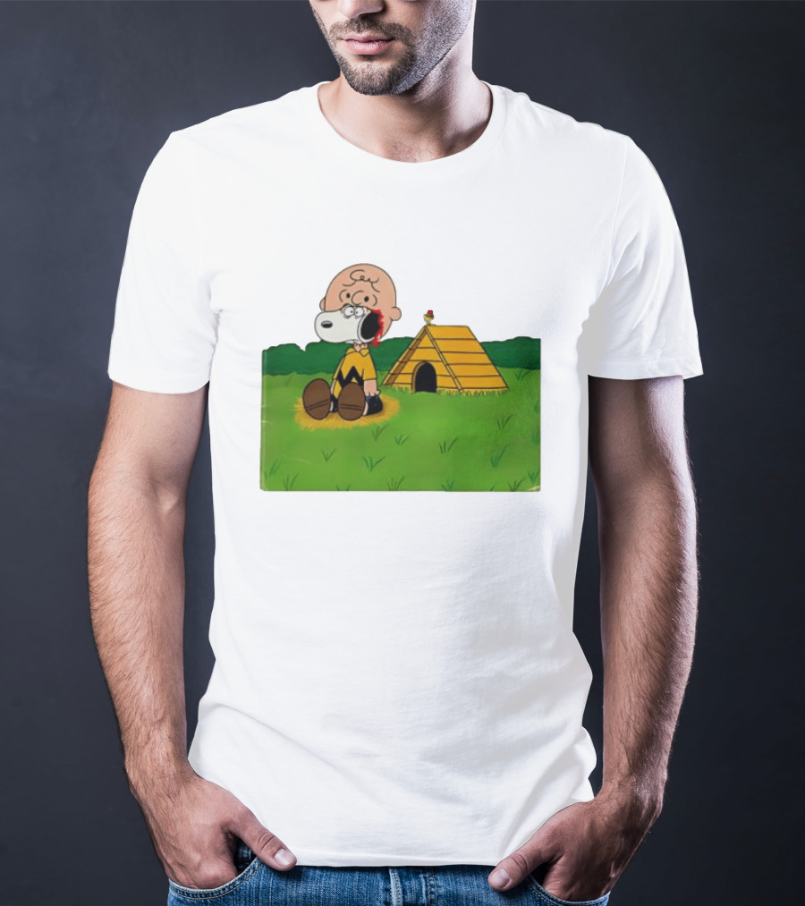 Snoopy Charlie Brown Midsommar Crossover Scene With Doghouse And Woodstock T-Shirt
