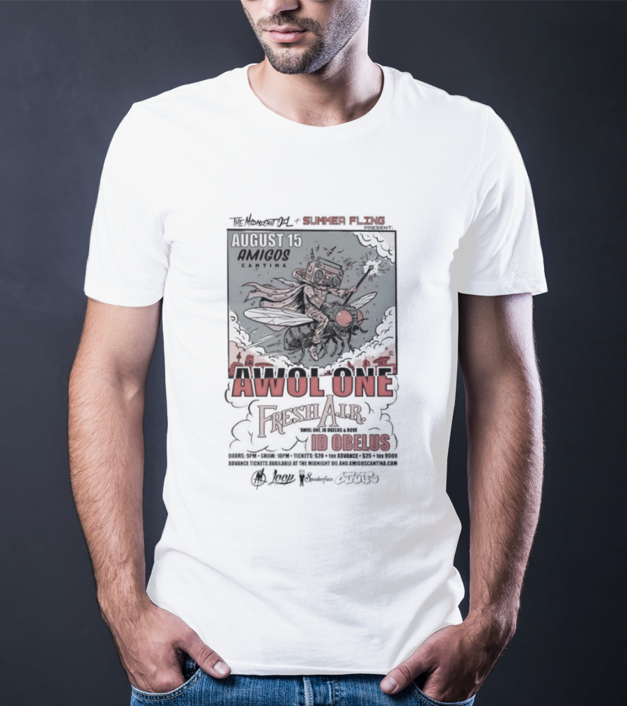 Awol One Fresh Air Id Obelus Amigos Cantina August 15 Concert Event T-Shirt