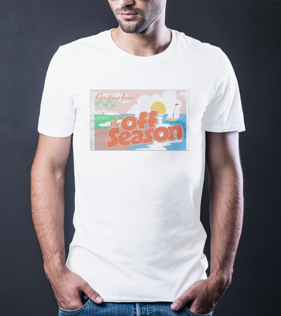 Greetings From The Off Season Beach Sunset Golf Scene T-Shirt