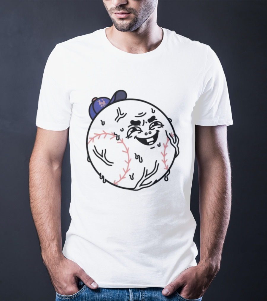 Mr Met New York Mets Baseball Sweat Drip Face MLB T-Shirt