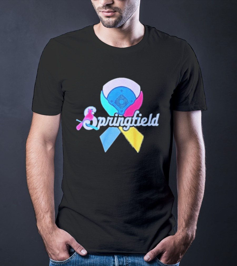 Springfield Baseball Ribbon Against Cancer Cardinal T-Shirt