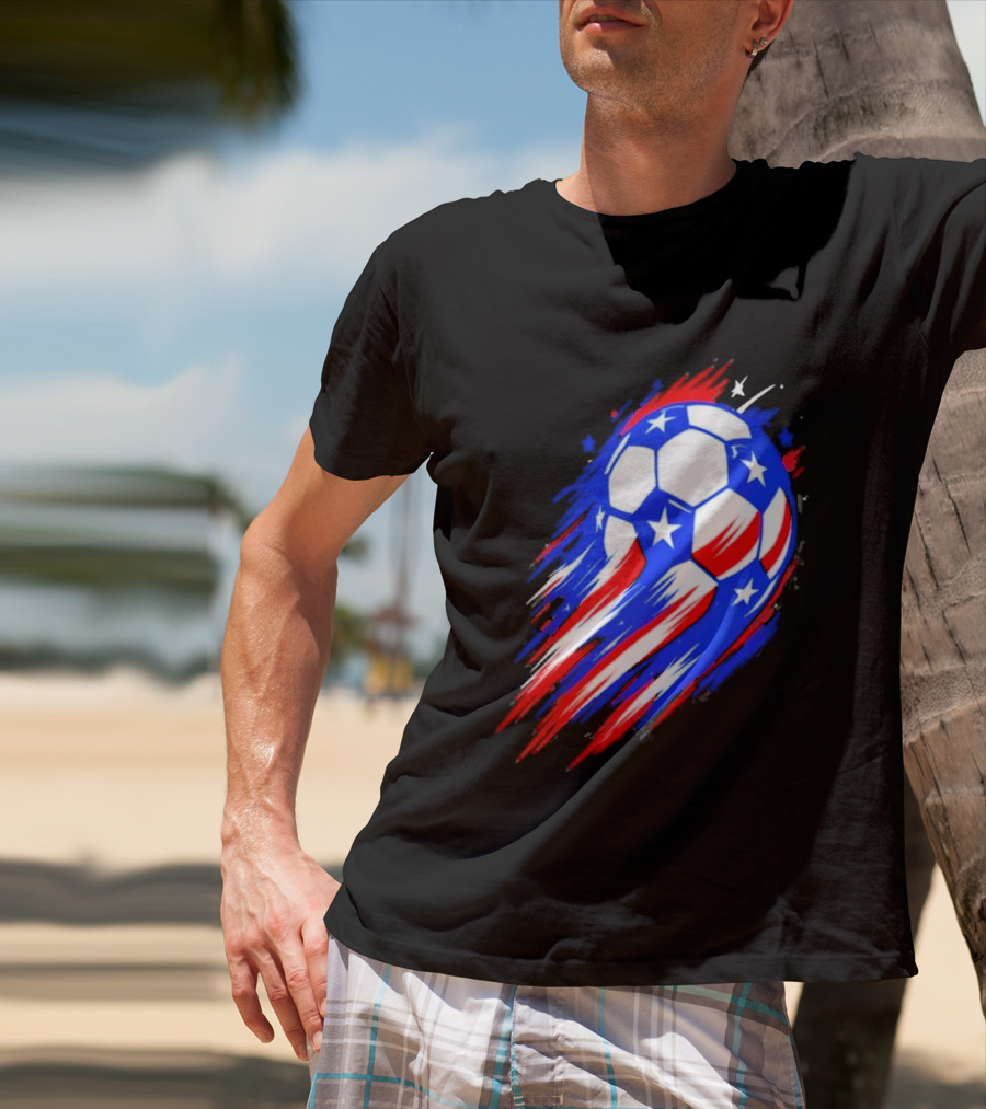 USA Cup 2026 Soccer Ball Stars And Stripes Brush Stroke T-Shirt