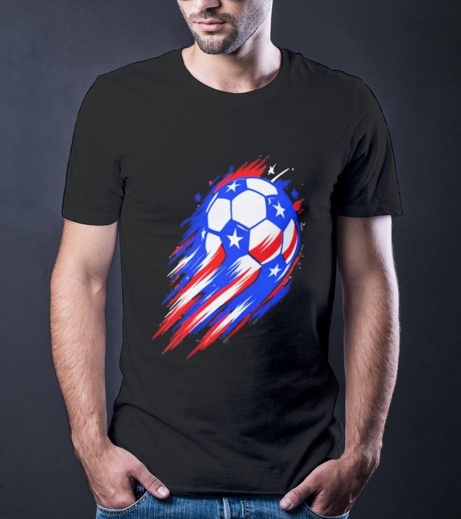 USA Cup 2026 Soccer Ball Stars And Stripes Brush Stroke T-Shirt