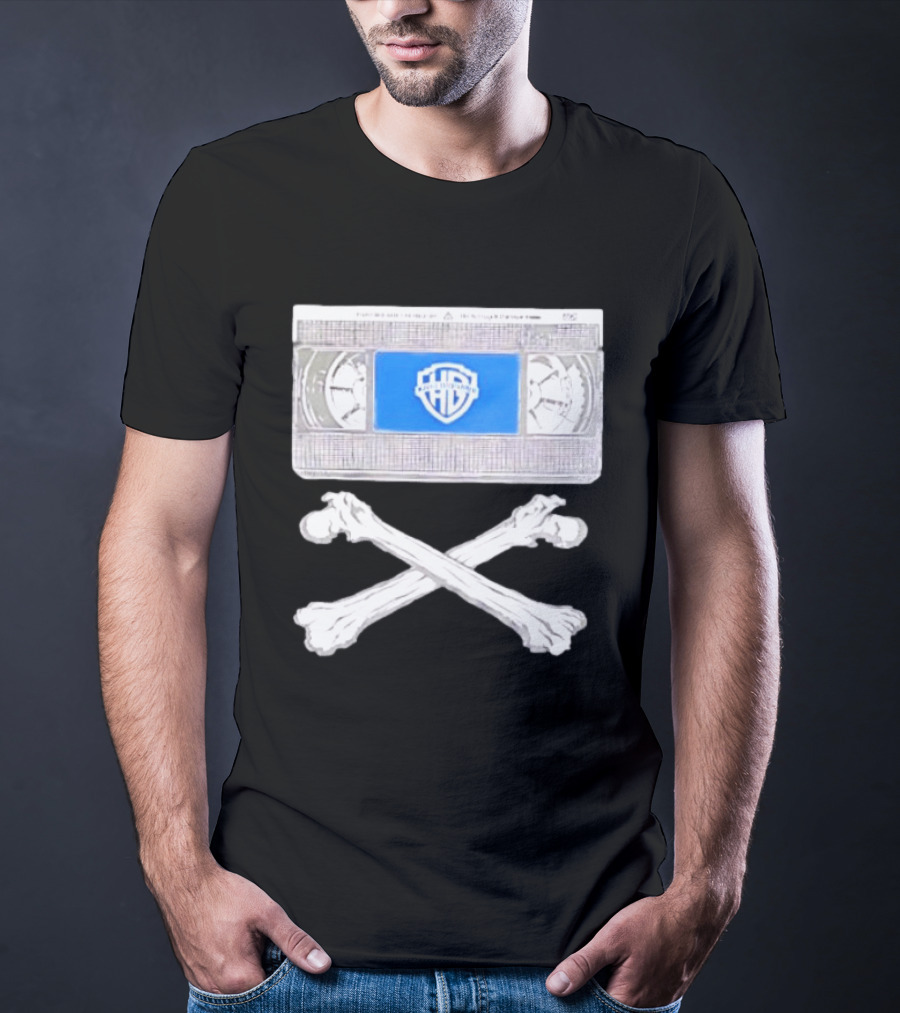Warner Brothers VHS Tape Crossbones Skull T-Shirt