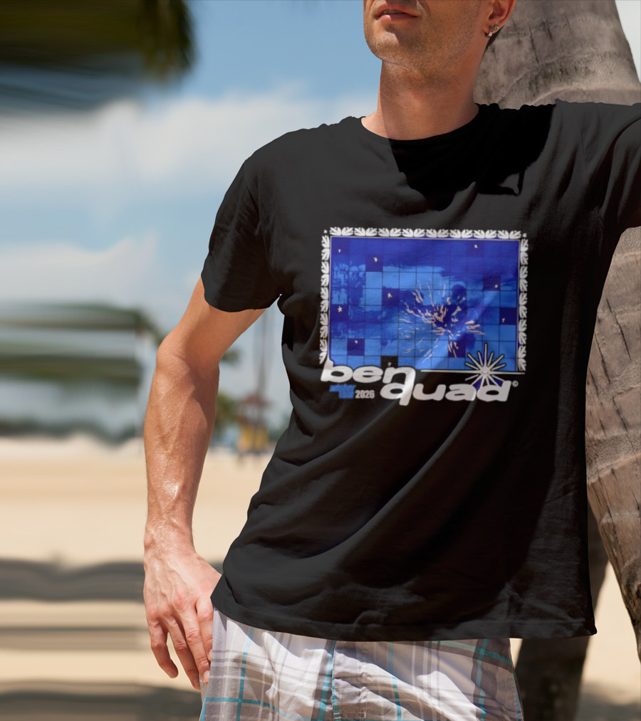Ben Quad Wisher Tour 2026 Blue Tile Star Pattern Explosion T-Shirt