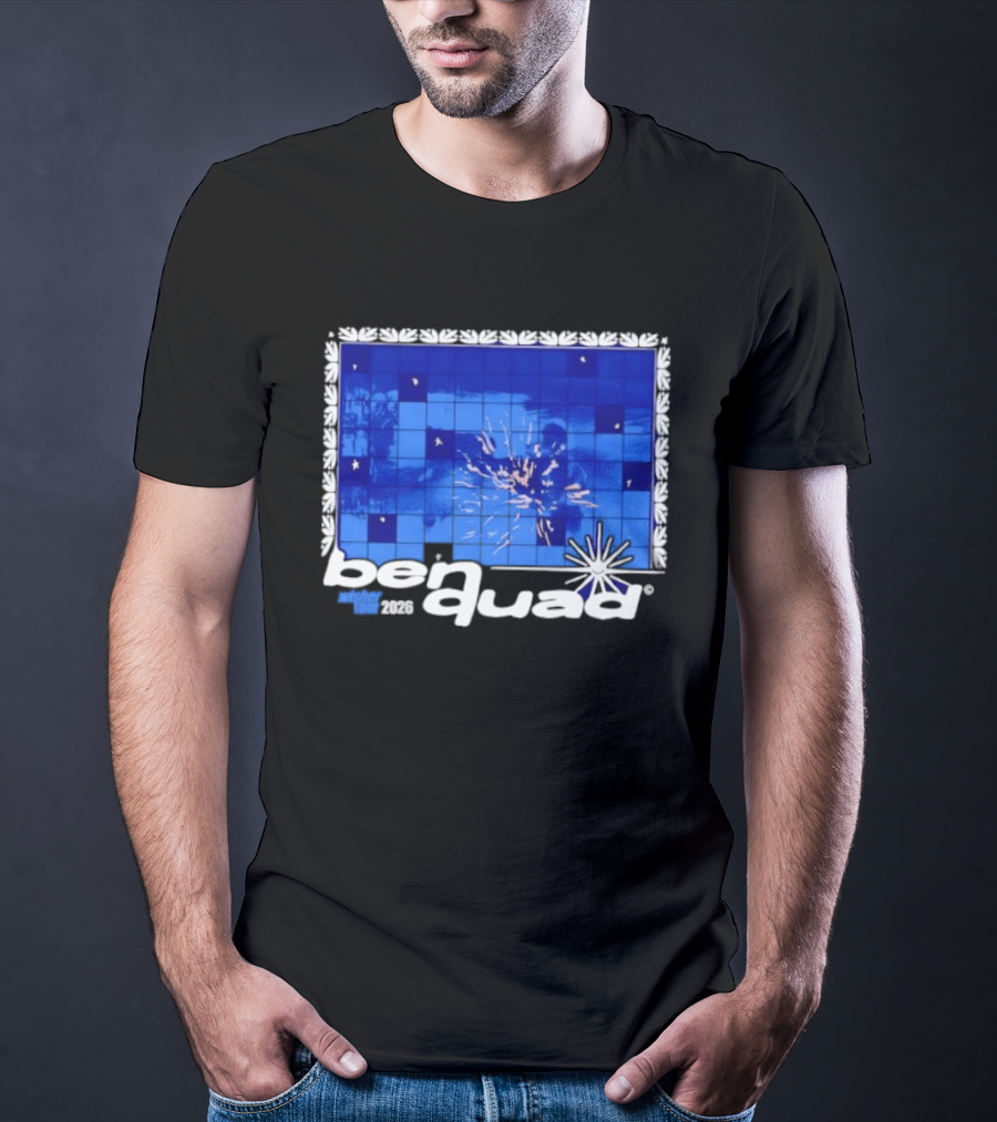 Ben Quad Wisher Tour 2026 Blue Tile Star Pattern Explosion T-Shirt