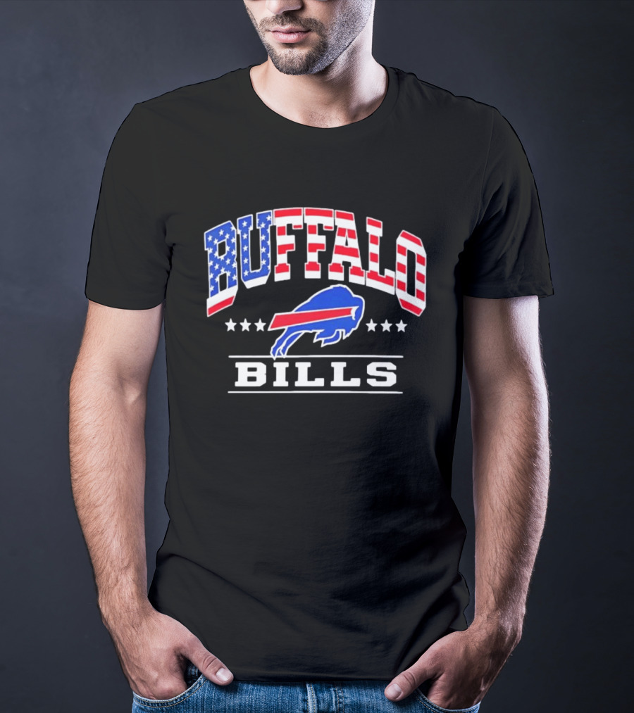 Buffalo Bills Stars And Stripes USA Flag Football Team T-Shirt