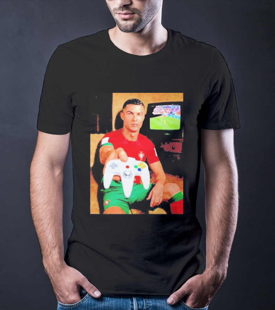 Cristiano Ronaldo Portugal National Team Soccer Gaming Controller Retro Gamer T-Shirt