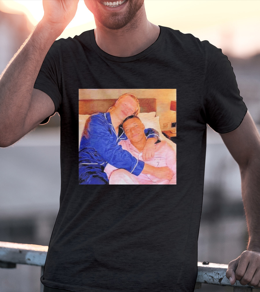 Kylian Mbappé Erling Haaland Pajama Party Soccer Stars Relaxing Together T-Shirt