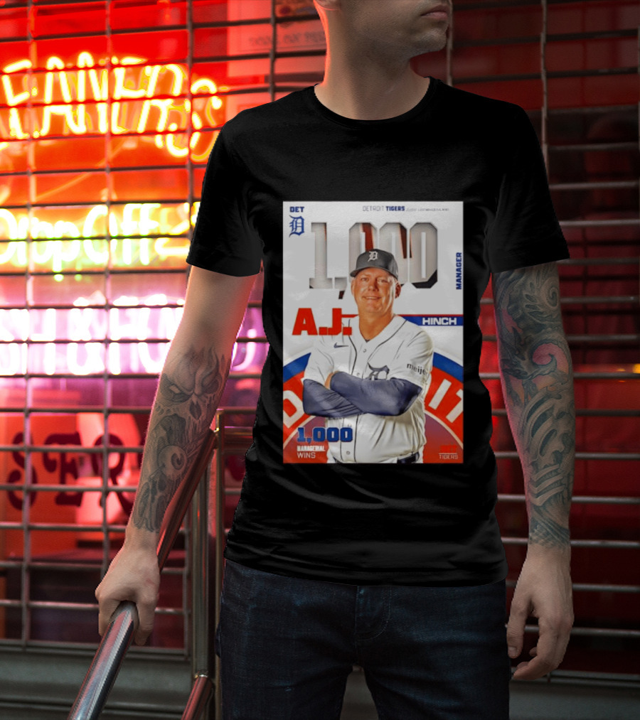 DET Detroit Tigers A.J. Hinch 1000 Managerial Wins T-Shirt