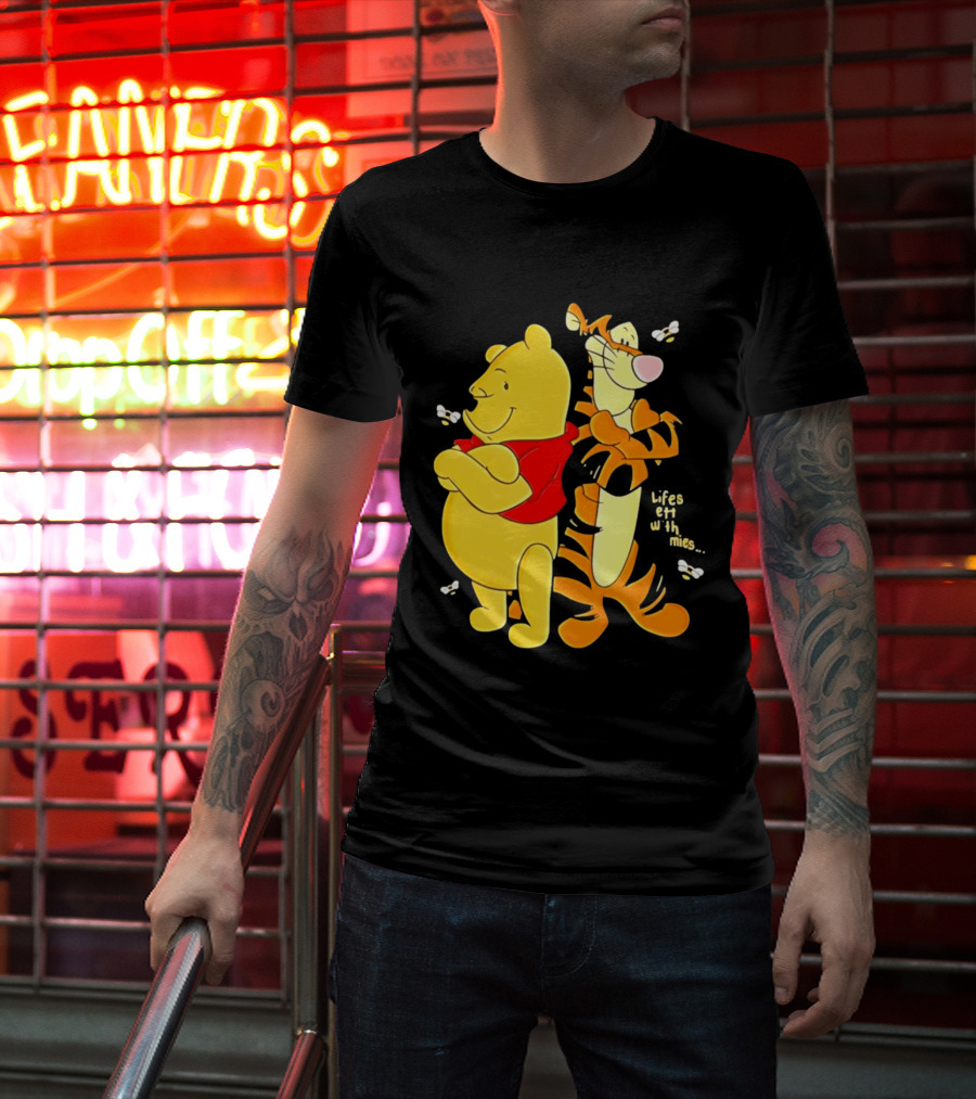 Lifes Better With Homies Winnie The Pooh And Tigger Bees T-Shirt