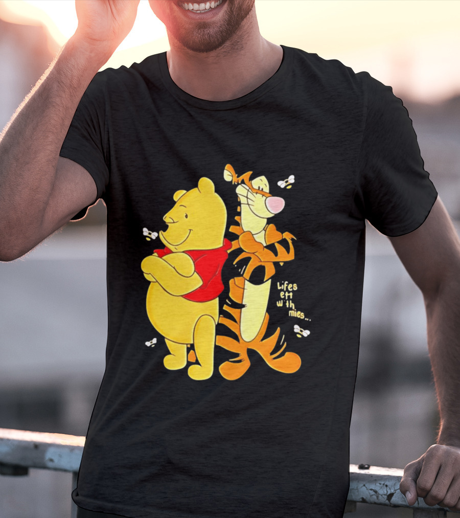Lifes Better With Homies Winnie The Pooh And Tigger Bees T-Shirt