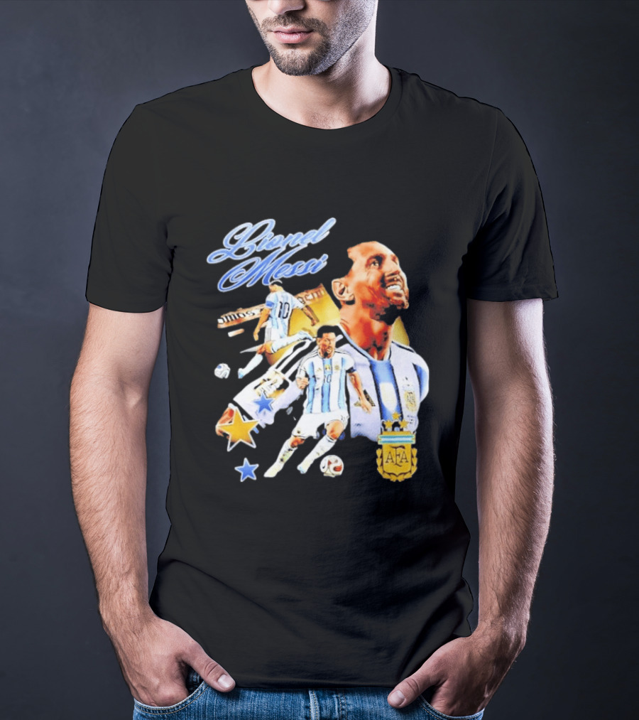Lionel Messi Argentina National Football Team AFA Striker Soccer Star Blue White Kit T-Shirt