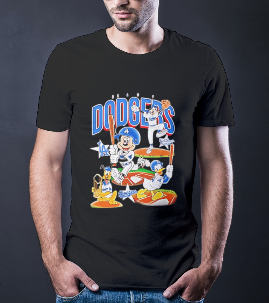 MOONLANDGOODS 2020 Mickey Goofy Pluto Donald Baseball Team Los Angeles Dodgers T-Shirt