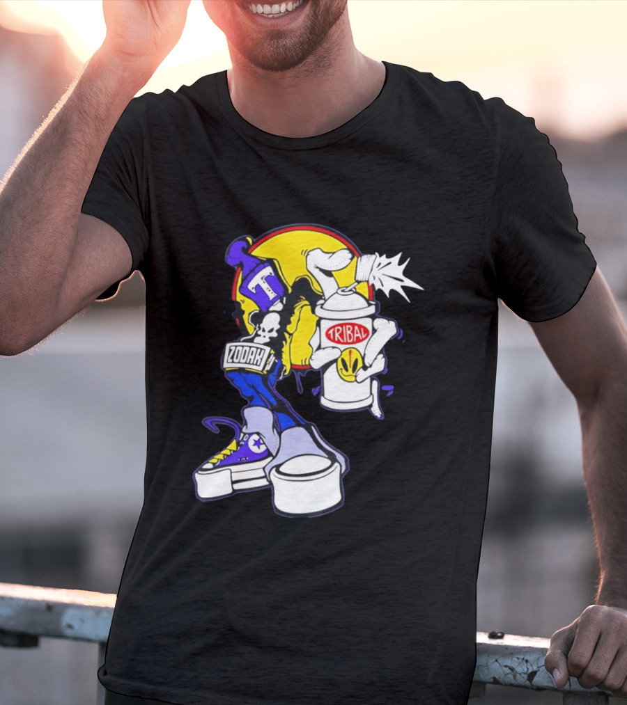 Tribal Zodak Graffiti Urban Streetwear Style Retro Hip Hop T-Shirt